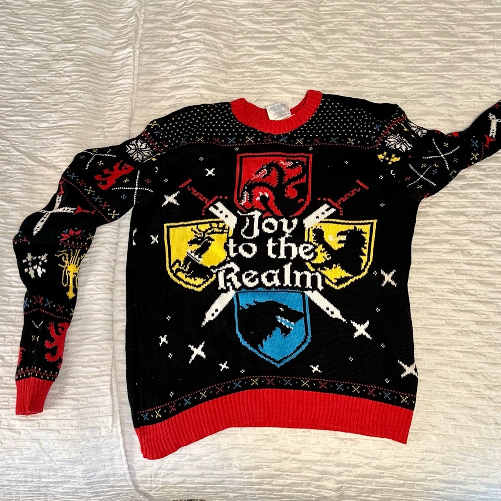 🌟 GOT Game of Thrones Joy To The Realm
Ugly Christmas Holiday Sweater Sz L